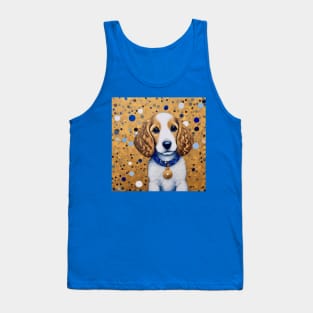 Gustav Klimt Style Puppy Dog with Blue Collar Tank Top